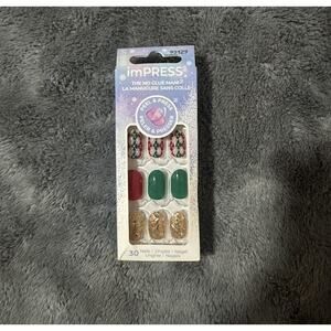 imPRESS Press-On Nails Holiday Set 30 Nail Kit Peel & Press No Glue Xmas Designs